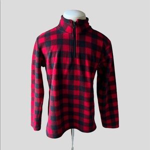 Children’s Place Boys red & black checkered plaid 1/4 zip fleece